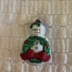 Vintage blown glass snowman Christmas Ornament 1998